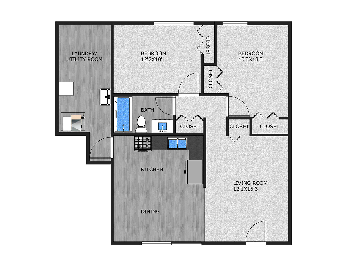 2 bedroom floor plan
